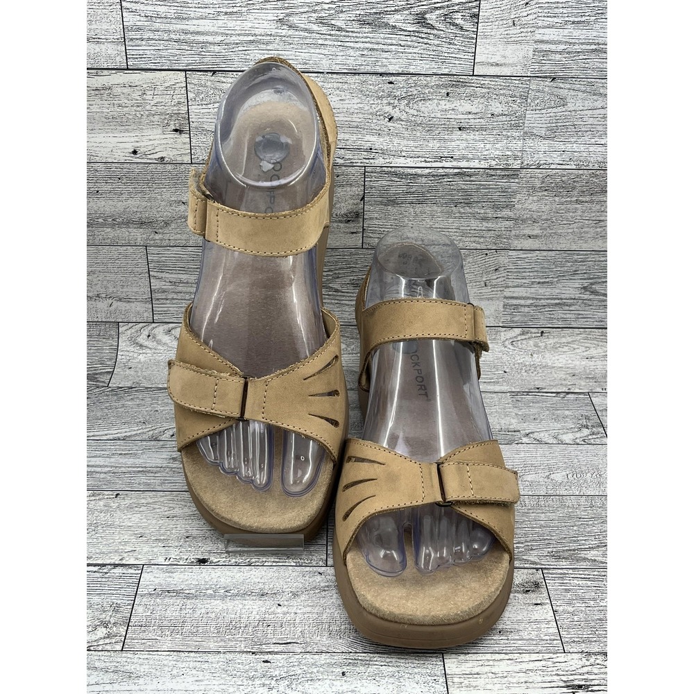 Rockport Shoes Womens Size 7.5M Tan Leather Sandals Comfort Casual Brazil